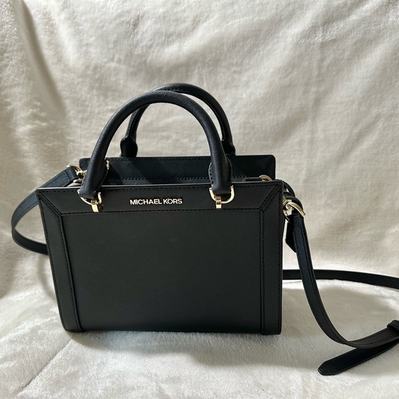 Michael Kors Handbags - Michael Kors Black Saffiano Leather Satchel with Gold Hardware